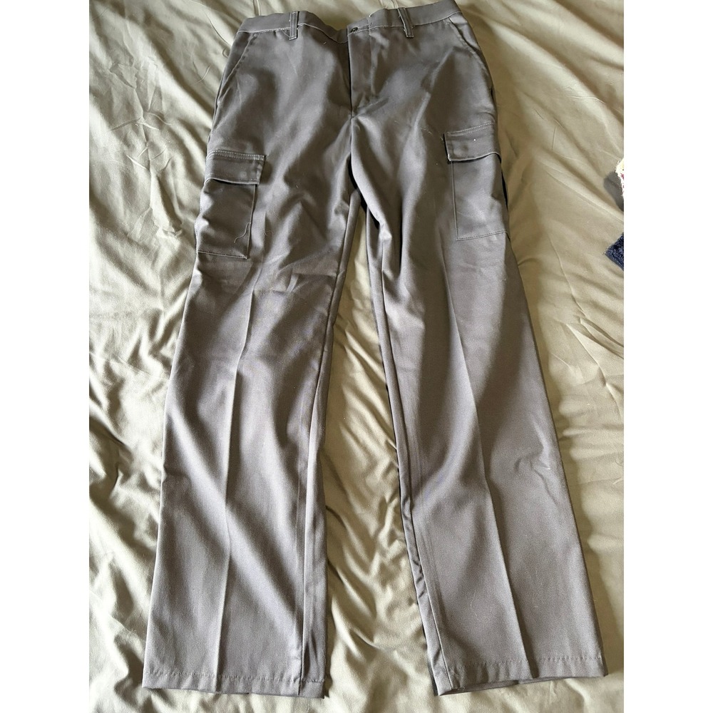 Aramark‎ Authentic Mens Cargo Work Pants Charcoal Gray 32x32 Adjustec Waistband